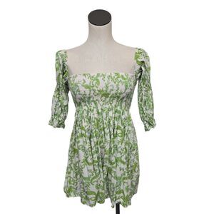 Misa Los Angeles Zadie Baby Doll Off Shoulder Mini Dress Size XS Smocked Vacay